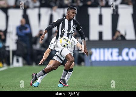 São PAULO, SP - 30.07.2022: CORINTHIANS X BOTAFOGO - Jeffinho während des Spiels zwischen Corinthians und Botafogo in der Neo Química Arena in São Paulo, SP. Das Spiel gilt für die 20. Runde der Brasileirão 2022. (Foto: Marco Galvão/Fotoarena) Stockfoto