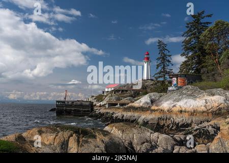 Der Leuchtturm im Lighthouse Park in West Vancouver, British Columbia, Kanada. Stockfoto