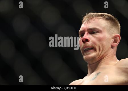 Dallas, Texas, Dallas, TX, USA. 30.. Juli 2022. DALLAS, TX - 30. JULI: (R-L) Adam Fugitt blickt auf die UFC 277 Veranstaltung im American Airlines Center am 30. Juli 2022 in Dallas, Texas, USA. (Bild: © Alejandro Salazar/PX Imagens via ZUMA Press Wire) Stockfoto