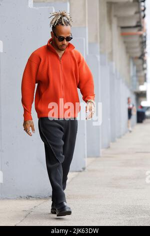 Magyorod, Ungarn. Juli 31. 2022. Formel 1 großer Preis von Ungarn in Hungaroring, Ungarn. Im Bild: Lewis Hamilton (GBR) von Mercedes © Piotr Zajac/Alamy Live News Stockfoto