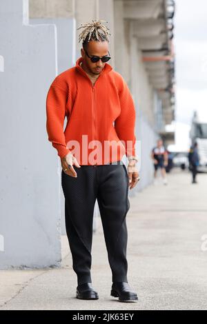 Magyorod, Ungarn. Juli 31. 2022. Formel 1 großer Preis von Ungarn in Hungaroring, Ungarn. Im Bild: Lewis Hamilton (GBR) von Mercedes © Piotr Zajac/Alamy Live News Stockfoto