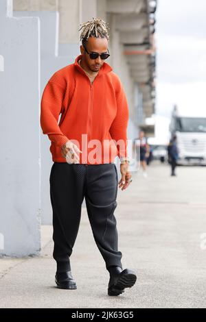 Magyorod, Ungarn. Juli 31. 2022. Formel 1 großer Preis von Ungarn in Hungaroring, Ungarn. Im Bild: Lewis Hamilton (GBR) von Mercedes © Piotr Zajac/Alamy Live News Stockfoto