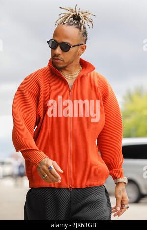 Magyorod, Ungarn. Juli 31. 2022. Formel 1 großer Preis von Ungarn in Hungaroring, Ungarn. Im Bild: Lewis Hamilton (GBR) von Mercedes © Piotr Zajac/Alamy Live News Stockfoto