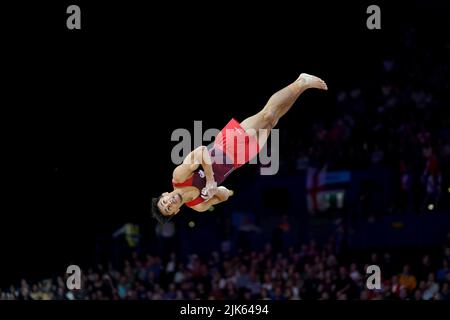 Der englische Jake Jarman in Aktion während seiner Bodenrotation in der Arena Birmingham am dritten Tag der Commonwealth Games 2022 in Birmingham. Bilddatum: Sonntag, 31. Juli 2022. Stockfoto