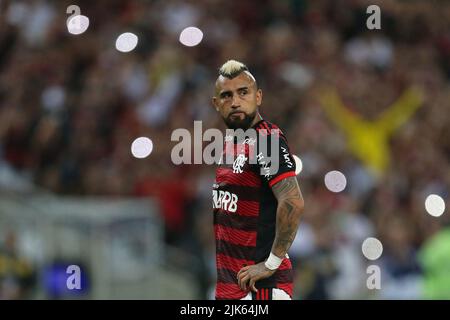 Arturo Vidal do Flamengo, durante a partida entre Flamengo e Atlético Goianiense, pela 20ª rodada do Campeonato Brasileiro Série A 2022, no Estádio do Maracanã, neste sábado 30. Stockfoto