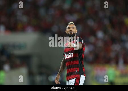 Arturo Vidal do Flamengo, durante a partida entre Flamengo e Atlético Goianiense, pela 20ª rodada do Campeonato Brasileiro Série A 2022, no Estádio do Maracanã, neste sábado 30. Stockfoto