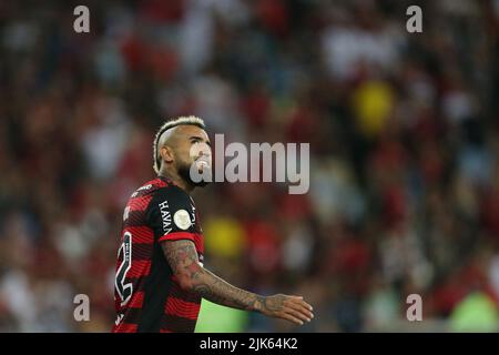 Arturo Vidal do Flamengo, durante a partida entre Flamengo e Atlético Goianiense, pela 20ª rodada do Campeonato Brasileiro Série A 2022, no Estádio do Maracanã, neste sábado 30. Stockfoto