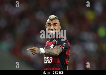 Arturo Vidal do Flamengo, durante a partida entre Flamengo e Atlético Goianiense, pela 20ª rodada do Campeonato Brasileiro Série A 2022, no Estádio do Maracanã, neste sábado 30. Stockfoto