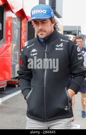 Magyorod, Ungarn. Juli 31. 2022. Formel 1 großer Preis von Ungarn in Hungaroring, Ungarn. Im Bild: Fernando Alonso (SPA) von Alpine © Piotr Zajac/Alamy Live News Stockfoto