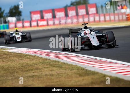 07 ARMSTRONG Marcus (nzl), Hitech Grand Prix, Dallara F2, Aktion während des 10.. Rundes der FIA Formel 2 Meisterschaft 2022, vom 28. Bis 31. Juli 2022 auf dem Hungaroring, in Mogyorod, Ungarn - Foto Joao Filipe / DPPI Stockfoto