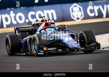 06 SARGEANT Logan (usa), Carlin, Dallara F2, Aktion während des 10.. Rennens der FIA Formel 2 Meisterschaft 2022, vom 28. Bis 31. Juli 2022 auf dem Hungaroring, in Mogyorod, Ungarn - Foto Joao Filipe / DPPI Stockfoto