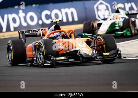 12 Novalak Clément (Fra), MP Motorsport, Dallara F2, Aktion während des 10.. Rennens der FIA Formel 2-Meisterschaft 2022, vom 28. Bis 31. Juli 2022 auf dem Hungaroring, in Mogyorod, Ungarn - Foto Joao Filipe / DPPI Stockfoto