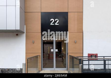 A General View (GV) of Timeline's Ealing Broadcast Center (EBC) of 22 Uxbridge Rd, London W5 2RJ. Bild aufgenommen am 26.. Juli 2022. © Belinda Jiao jia Stockfoto