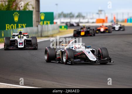 07 ARMSTRONG Marcus (nzl), Hitech Grand Prix, Dallara F2, Aktion während des 10.. Rennens der FIA Formel 2 Meisterschaft 2022, vom 28. Bis 31. Juli 2022 auf dem Hungaroring, in Mogyorod, Ungarn - Foto: Joao Filipe / Dppi/DPPI/LiveMedia Stockfoto