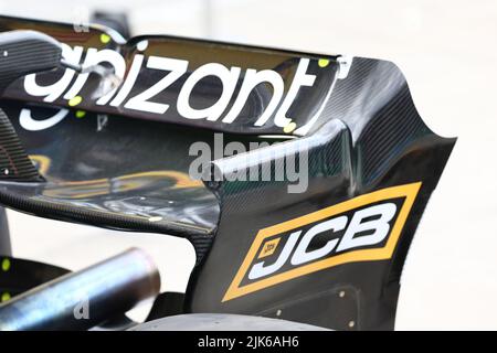 Budapest, Ungarn. 31.. Juli 2022. Aston Martin F1 Team AMR22 Heckflügel. 31.07.2022. Formel 1 Weltmeisterschaft, Rd 13, Großer Preis Von Ungarn, Budapest, Ungarn, Wettkampftag. Bildnachweis sollte lauten: XPB/Press Association Images. Quelle: XPB Images Ltd/Alamy Live News Stockfoto