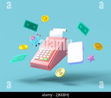 nfc Mobile Payment. pos-Terminal bestätigt die Zahlung per Smartphone. NFC-Zahlungskonzept. Pay Pass.3D Abbildung Stockfoto