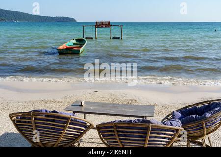 Kambodscha. Insel Koh Rong Samloem. Kompong Song Provinz, Sihanoukville. Gästehaus in der Nähe des Strandes Stockfoto