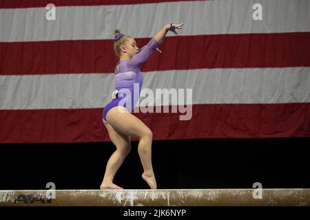 Utah, USA. 30.. Juli 2022. 30. Juli 2022: Joscelyn Roberson von NE Texas Elite tritt während der U.S. Classic Senior Women 2022 im Maverick Center in West Valley City, UT, an. Melissa J. Perenson/CSM Credit: CAL Sport Media/Alamy Live News Stockfoto