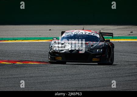 Spa, Belgien. 31.. Juli 2022. 25 Audi Sport Team Sainteloc, Audi R8 LMS evo II GT3 von Lucas LEGERET, Patric NIEDERHAUSER, Christopher MIES, im Einsatz während der TotalEnergies 24 Stunden von Spa 2022, 7. Runde der Fanatec GT World Challenge Europe Powered by AWS 2022, vom 27. Bis 31. Juli, 2021 auf dem Circuit de Spa-Francorchamps, in Stavelot, Belgien - Foto Florent Gooden / DPPI Credit: DPPI Media/Alamy Live News Stockfoto