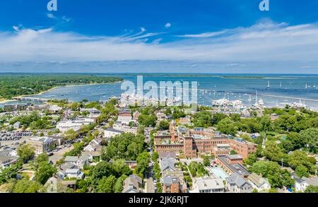 Luftaufnahme von Sag Harbor, NY Stockfoto