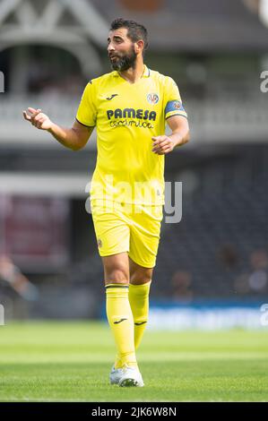 London, Großbritannien. 31.. Juli 2022. Raul Albiol von Villarreal während des Vorsaison-Freundschaftsspiels zwischen Fulham und Villarreal im Craven Cottage, London, England am 31. Juli 2022. Foto von Salvio Calabrese. Nur zur redaktionellen Verwendung, Lizenz für kommerzielle Nutzung erforderlich. Keine Verwendung bei Wetten, Spielen oder Veröffentlichungen einzelner Clubs/Vereine/Spieler. Kredit: UK Sports Pics Ltd/Alamy Live Nachrichten Stockfoto