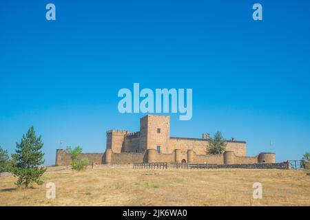 Mittelalterlichen Burg. Pedraza, Provinz Segovia, Castilla Leon, Spanien. Stockfoto