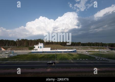 Baustelle am Weichselspietschanal, der den Hafen von Elblag und die Weichsellagune mit der Ostsee verbindet, ohne die russische Straße von Balt zu durchfahren Stockfoto