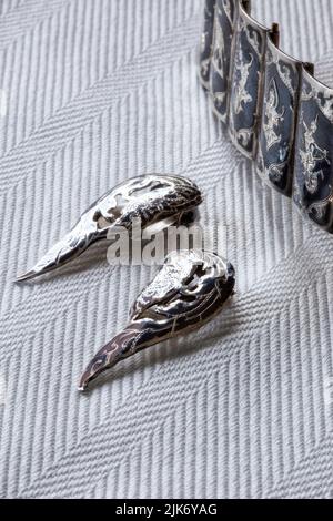 Stillleben von Vintage Siam Sterling Schmuck Stockfoto