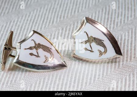 Still life of vintage Siam Sterling cufflinks Stock Photo