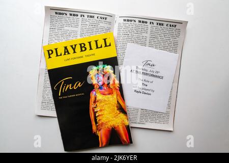 „Tina“-Playbill vom Lunt-Fontanne Theatre, New York City, USA 2022 Stockfoto