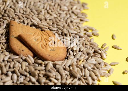 Vollkorngetreidekekse aus der Nähe von oben Stockfoto