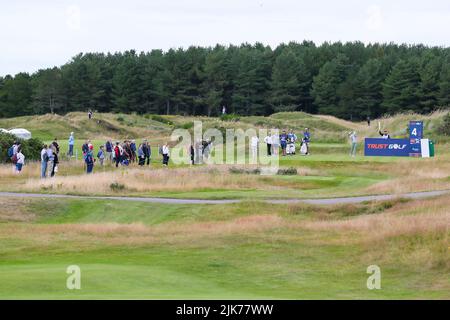 Irvine, Großbritannien. 31.. Juli 2022. Am letzten Tag des Trust Golf Women's Scottish Golf auf dem Dundonald Links Golf Course, Irvine, Ayrshire, Großbritannien, werden die 12 besten Spieler durch nur 4 Schläge getrennt. Die Spieler spielen um einen Gesamtwert von $2.000.000 und die prestigeträchtige Trophäe. Kredit: Findlay/Alamy Live Nachrichten Stockfoto