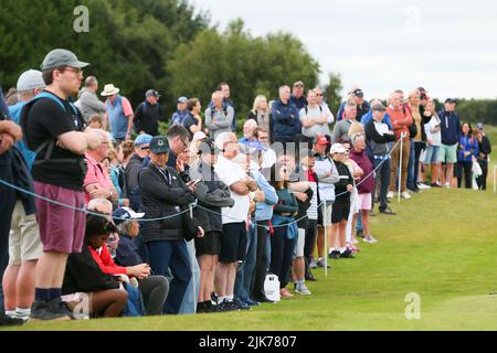 Irvine, Großbritannien. 31.. Juli 2022. Am letzten Tag des Trust Golf Women's Scottish Golf auf dem Dundonald Links Golf Course, Irvine, Ayrshire, Großbritannien, werden die 12 besten Spieler durch nur 4 Schläge getrennt. Die Spieler spielen um einen Gesamtwert von $2.000.000 und die prestigeträchtige Trophäe. Kredit: Findlay/Alamy Live Nachrichten Stockfoto