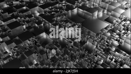 Abstrakter silberner Metallhintergrund. 3D Darstellung rendern. Würfeln Sie das Metallmuster Stockfoto