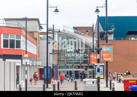 Eingang zum Bridges Shopping Center, Stadtzentrum, Stadt Sunderland, Tyne and Wear, England, Vereinigtes Königreich Stockfoto