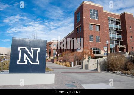 Die Universität von Nevada, Reno, hat einen schönen Campus, einschließlich der Bibliothek und Studentenvereinigung. Stockfoto