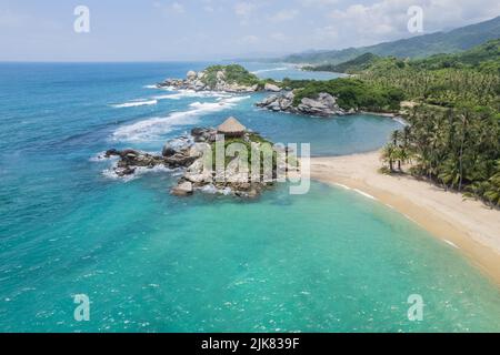 Luftansicht von Cabo San Juan im Tayrona National Park Stockfoto