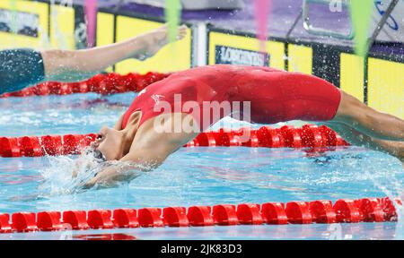 Birmingham, Großbritannien. 31.. Juli 2022; Sandwell Aquatics Centre, Birmingham, Midlands, England: Tag 3 der Commonwealth Games 2022: Kylie Masse (CAN) startet beim Women's 100m Backstroke Final Credit: Action Plus Sports Images/Alamy Live News Stockfoto