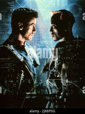 Sylvester Stallone & Wesley Snipes Film: Demolition Man (1993) Charaktere: John Spartan & Simon Phoenix Regie: Marco Brambilla 07. Oktober 1993 **WARNUNG** Dieses Foto ist nur für redaktionelle Zwecke bestimmt und unterliegt dem Copyright von WARNER BROS und/oder des Fotografen, der von der Film- oder Produktionsfirma beauftragt wurde, und kann nur von Publikationen im Zusammenhang mit der Bewerbung des oben genannten Films reproduziert werden. Eine obligatorische Gutschrift an WARNER BROS ist erforderlich. Der Fotograf sollte auch bei Bekanntwerden des Fotos gutgeschrieben werden. Ohne schriftliche Genehmigung der Film Company kann keine kommerzielle Nutzung gewährt werden. Stockfoto