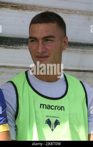 Castelnuovo Del Garda, Italien. 30.. Juli 2022. Diego Coppola von Hellas Verona FCDuring Hellas Verona vs US Cremonese, 5Â frendly match preseason Serie A Tim 2022-23, at Centro Sportivo 'Paradiso' di Castelnuovo del Garda (VR), Italy, on July 30, 2022. Kredit: Unabhängige Fotoagentur/Alamy Live Nachrichten Stockfoto