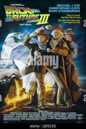 Michael J. Fox, Christopher Lloyd & Mary Steenburgen Poster Film: Back to the Future Teil III; Back to the Future Teil 3 (USA 1990) Charaktere: Marty McFly, Dr. Emmett Brown, Clara Clayton Regie: Robert Zemeckis 25 May 1990 **WARNUNG** Dieses Foto ist nur für redaktionelle Verwendung bestimmt und unterliegt dem Copyright von UNIVERSAL und/oder dem Fotografen, der von der Film- oder Produktionsfirma beauftragt wurde und darf nur von Publikationen im Zusammenhang mit der Bewerbung des oben genannten Films reproduziert werden. Eine obligatorische Gutschrift an UNIVERSAL ist erforderlich. Der Fotograf sollte auch bei Bekanntwerden des Fotos gutgeschrieben werden. Keine kommerzielle Nutzung möglich Stockfoto