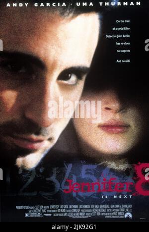 Andy Garcia Poster Film: Jennifer Acht (1992) Charaktere: Sgt. John Berlin Regie: Bruce Robinson 06 November 1992 **WARNUNG** Dieses Foto ist nur für den redaktionellen Gebrauch bestimmt und unterliegt dem Copyright von PARAMOUNT und/oder des Fotografen, der von der Film- oder Produktionsfirma beauftragt wurde.Es kann nur von Publikationen im Zusammenhang mit der Bewerbung des oben genannten Films reproduziert werden. Eine obligatorische Gutschrift an PARAMOUNT ist erforderlich. Der Fotograf sollte auch bei Bekanntwerden des Fotos gutgeschrieben werden. Ohne schriftliche Genehmigung der Film Company kann keine kommerzielle Nutzung gewährt werden. Stockfoto