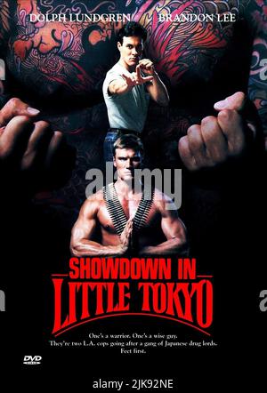 Brandon Lee & Dolph Lundgren Poster Film: Showdown in Little Tokyo (USA 1991) Charaktere: Johnny Murata, Sgt. Chris Kenner Regie: Mark L. Lester 23. August 1991 **WARNUNG** Dieses Foto ist nur für redaktionelle Verwendung bestimmt und unterliegt dem Copyright von WARNER BROS. Und/oder des Fotografen, der von der Film- oder Produktionsfirma beauftragt wurde und nur durch Publikationen im Zusammenhang mit der Bewerbung des oben genannten Films reproduziert werden kann. Eine obligatorische Gutschrift an WARNER BROS. Ist erforderlich. Der Fotograf sollte auch bei Bekanntwerden des Fotos gutgeschrieben werden. Ohne schriftliche Genehmigung der Film Compan kann keine kommerzielle Nutzung gewährt werden Stockfoto