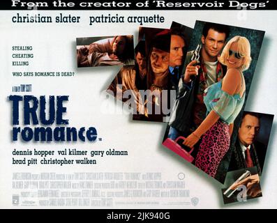 Filmposter Film True Romance (USA/FR 1993) Regie: Tony Scott 10. September 1993 **WARNUNG** dieses Foto ist nur für redaktionelle Zwecke bestimmt und ist urheberrechtlich geschützt von WARNER BROS. Und/oder dem von der Film- oder Produktionsgesellschaft beauftragten Fotografen und dürfen nur durch Veröffentlichungen in Verbindung mit der Werbung für den oben genannten Film reproduziert werden. Eine obligatorische Gutschrift an WARNER BROS. Ist erforderlich. Der Fotograf sollte ebenfalls angerechnet werden, wenn er bekannt ist. Ohne schriftliche Genehmigung der Film Company kann keine kommerzielle Nutzung gewährt werden. Stockfoto
