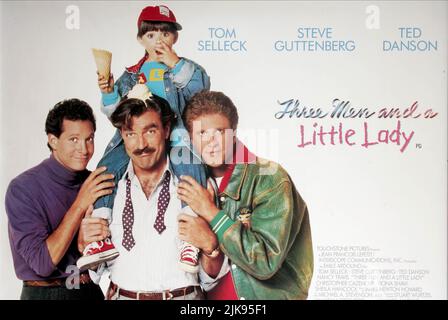 Steve Guttenberg, Tom Selleck, Ted Danson & Robin Weisman Poster Film: Three Men and A Little Lady; 3 Men and A Little Lady (USA 1990) Charaktere: Michael Kellam,Peter Mitchell,Jack Holden & Regie: Emile Ardolino 21 November 1990 **WARNUNG** Dieses Foto ist nur für redaktionelle Zwecke bestimmt und unterliegt dem Copyright von TOUCHSTONE und/oder des Fotografen, der von der Film- oder Produktionsfirma beauftragt wurde, und kann nur von Publikationen im Zusammenhang mit der Bewerbung des oben genannten Films reproduziert werden. Ein obligatorischer Credit to TOUCHSTONE ist erforderlich. Der Fotograf sollte auch bei Bekanntwerden des Fotos gutgeschrieben werden. Keine Werbung Stockfoto