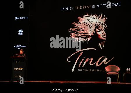 Sydney, Australien. 1.. August 2022. Die Medien wurden zu einer Sonderankündigung im Theatre Royal eingeladen, wo bekannt wurde, dass Tina – The Tina Turner Musical im Mai 2023 nach Sydney kommt. Im Bild: Myf Warhurst. Kredit: Richard Milnes/Alamy Live Nachrichten Stockfoto