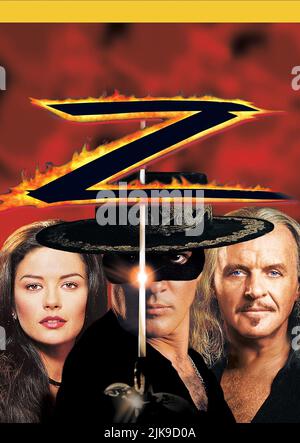 Catherine Zeta-Jones, Antonio Banderas & Anthony Hopkins Film: The Mask of Zorro (USA/DE 1998) Charaktere: Elena Montero, Alejandro Murrieta, Don Diego de la Vega Regie: Martin Campbell 17 July 1998 **WARNUNG** Dieses Foto ist nur für redaktionelle Verwendung bestimmt und unterliegt dem Copyright von TRISTAR-BILDERN und/oder dem Fotografen, der von der Film- oder Produktionsfirma beauftragt wurde, und kann nur von Publikationen im Zusammenhang mit der Bewerbung des oben genannten Films reproduziert werden. Eine obligatorische Gutschrift für TRISTAR-BILDER ist erforderlich. Der Fotograf sollte auch bei Bekanntwerden des Fotos gutgeschrieben werden. Eine kommerzielle Nutzung kann nicht gewährt werden Stockfoto