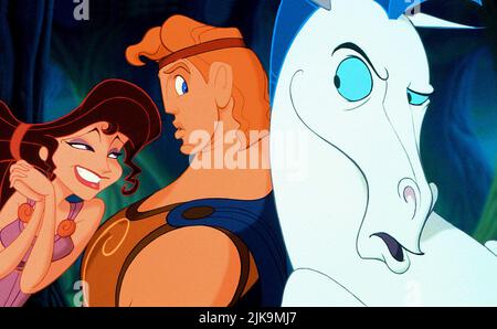 Megara, Hercules & Pegasus Film: Hercules (1997) Charaktere: Megara,Hercules & Regie: Ron Clements, John Musker 14 June 1997 **WARNUNG** Dieses Foto ist nur für den redaktionellen Gebrauch bestimmt und unterliegt dem Copyright von DISNEY und/oder dem Fotografen, der von der Film- oder Produktionsfirma beauftragt wurde, und kann nur von Publikationen im Zusammenhang mit der Bewerbung des oben genannten Films reproduziert werden. Eine obligatorische Gutschrift an DISNEY ist erforderlich. Der Fotograf sollte auch bei Bekanntwerden des Fotos gutgeschrieben werden. Ohne schriftliche Genehmigung der Film Company kann keine kommerzielle Nutzung gewährt werden. Stockfoto