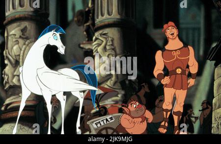 Pegasus,Philoctees & Hercules Film: Hercules (1997) Charaktere: ,Philoctees & Hercules Regie: Ron Clements, John Musker 14 June 1997 **WARNUNG** Dieses Foto ist nur für den redaktionellen Gebrauch bestimmt und unterliegt dem Copyright von DISNEY und/oder dem Fotografen, der von der Film- oder Produktionsfirma beauftragt wurde, und kann nur von Publikationen im Zusammenhang mit der Bewerbung des oben genannten Films reproduziert werden. Eine obligatorische Gutschrift an DISNEY ist erforderlich. Der Fotograf sollte auch bei Bekanntwerden des Fotos gutgeschrieben werden. Ohne schriftliche Genehmigung der Film Company kann keine kommerzielle Nutzung gewährt werden. Stockfoto