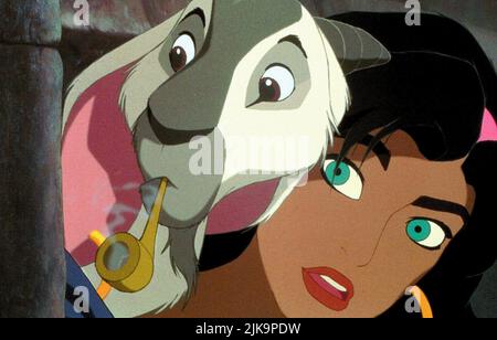 Djali & Esmeralda Film der Glöckner von Notre Dame (1996) Charaktere: & Esmeralda Regie: Gary Trousdale & Kirk Wise 21. Juni 1996 **WARNUNG** dieses Foto ist nur für redaktionelle Zwecke bestimmt und unterliegt dem Copyright von WALT DISNEY und/oder dem Fotografen, der von der Film- oder Produktionsgesellschaft zugewiesen wurde. Es kann nur durch Veröffentlichungen in Verbindung mit der Werbung für den oben genannten Film reproduziert werden. Es ist eine obligatorische Gutschrift für WALT DISNEY erforderlich. Der Fotograf sollte ebenfalls angerechnet werden, wenn er bekannt ist. Ohne schriftliche Genehmigung der Film Company kann keine kommerzielle Nutzung gewährt werden. Stockfoto